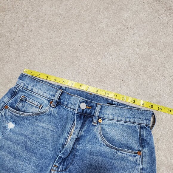 BLANK NYC Barrel Leg Jeans Cropped Ankle Raw Hem Hi-Rise Blue Women's 28 x 26 - Picture 13 of 16